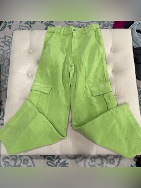 Brandy Melville Lime Green Corduroy Cargo Pants